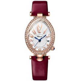 Women's Vintage Oval Watches Classic Ladies Watches Ultra-Thin Luxury Diamond Watch Ladies Bangle Bracelet Wrist Watch Female Dress Watch with Leather Strap (Wine red)