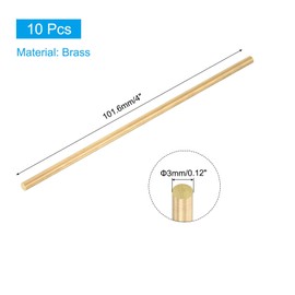 PATIKIL 10 Pcs Brass Round Rod, 3mm x 4" Lathe Bar Stock Brass Round Stock for DIY Craft Making Hardware Novelty Model Car Plane Boat, Copper
