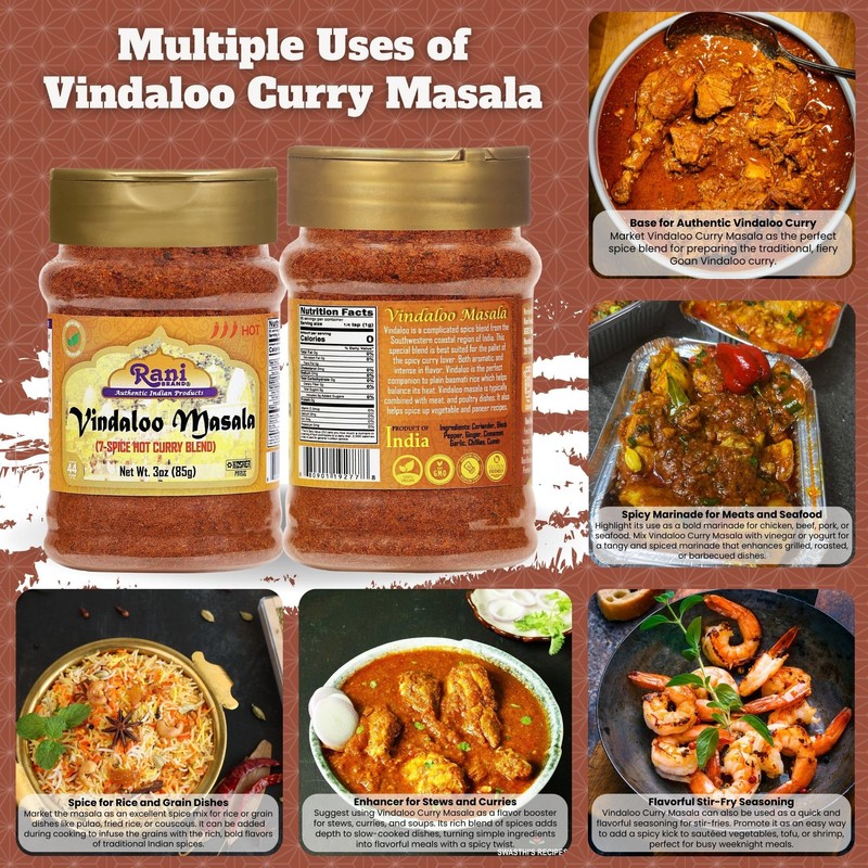 Rani Vindaloo Curry Masala Indian Spice Blend 3oz (85g) PET