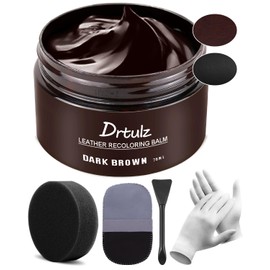 Dark Brown Leather Recoloring Balm, Leather Repair Kit for Furniture, Leather Scratch Remover, Leather Color Restorer for Couch, Car Seats, Shoes - Repair Leather Dye for Scratched and Faded Leather