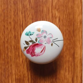 EBETA 10 Vintage Drawer Knobs, Cupboard Knobs, Furniture Knobs, Cupboard Handles, Door Knobs for Cupboard, Drawer, Made of Ceramic (White Tulip)