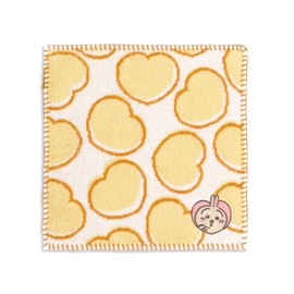 Chiikawa Heart Towel Handkerchief, Yellow, Pile, 41-1170080, Approx. 9.8 x 9.8 inches (25 x 25 cm)