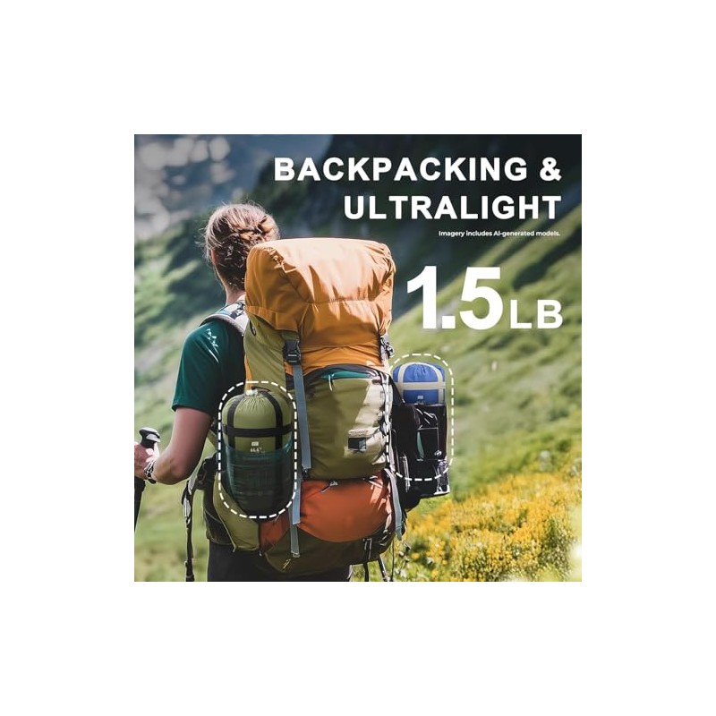 Ultralight Warm Weather Sleeping Bag for Camping and Hiking