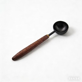 Gonzone Coffee Spoon - Vintage Walnut Wood Handle, Stainless Steel Coffee Scoop ，Stainless Steel Tea Scoopand Seasoning Spoons (1, Gunmetal, 5g Capacity)