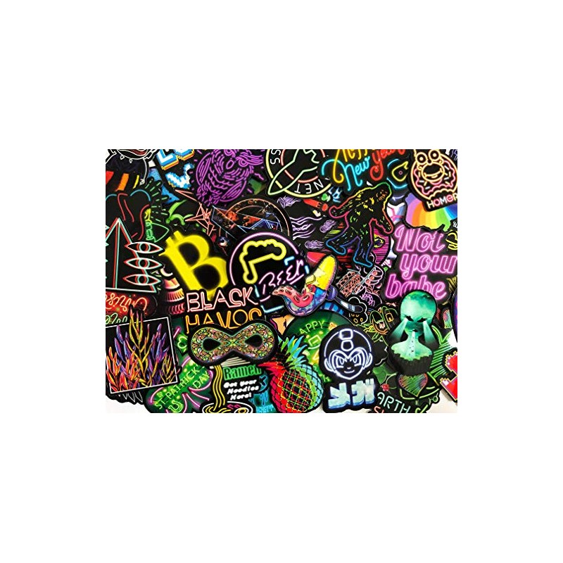 20 Random Neon Light Style Skateboard Laptop Stickers