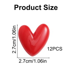 12pcs Love Heart Refrigerator Magnets, 1.06x1.06 Inch Cute Red Heart Decorative Fridge Magnets for Kitchen Office Classroom Whiteboard Locker Decor