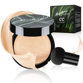 Mushroom Head Air Cushion CC Cream Foundation - Moisturizing & Long-Lasting BB Cream Concealer Makeup Base for All Skin Types, Brighten Long - Lasting Even Color Correcting Concealer (Natural) - Color: Buff Beige