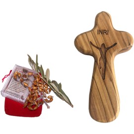 Holy Land Market Catholic Rosary with Crucifix Holding/Comfort Cross