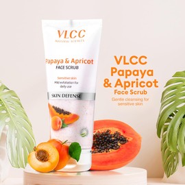 VLCC Exfoliante Facial de Papaya y Albaricoque - Limpiador Facial con Aloe Vera y Piña - Exfoliante Facial Suave para Piel Suave - 80 g