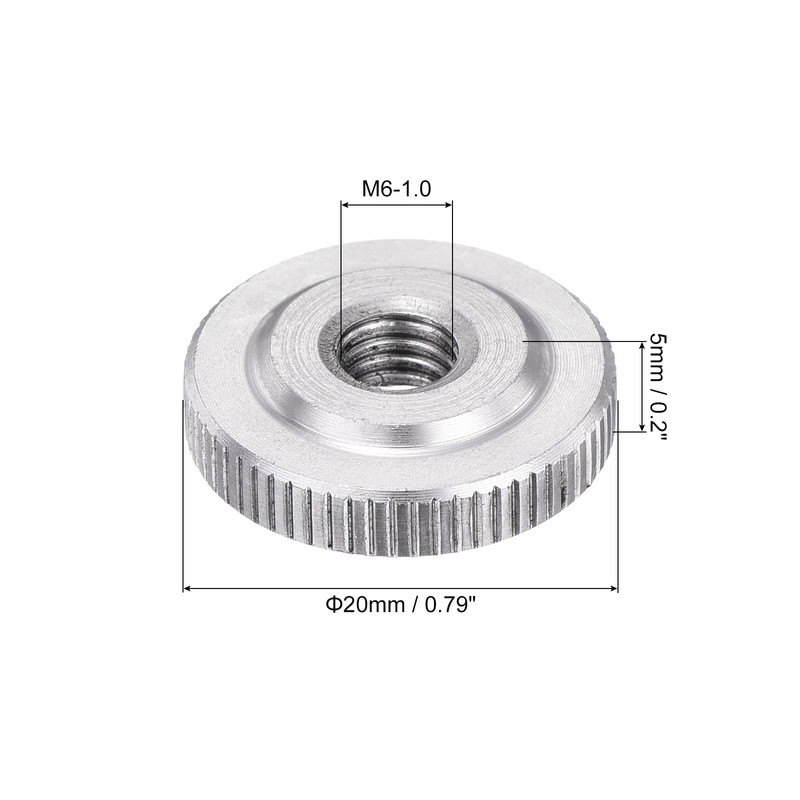 sourcing map 5Pcs M6 Knurled Thumb Nuts, 304 Stainless Steel