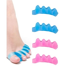 CULEB Zehenspreizer,Hallux Valgus Korrektur,Zehentrenner für Damen und Herren,für Yoga-Übungen Fußkorrektur Linderung von Hammerzehen und Hallux valgus verwendet(2 Paare,Blau, Rosa)