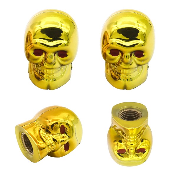 Misuyue Set of 4 Valve Caps Car, Skull Style Valve