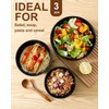 Hasense Porcelain Mixing Bowls of 3, Large Ribbed Black Bowls