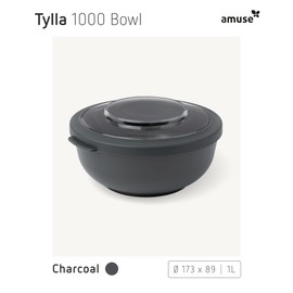 Amuse Tylla Bowl Food Storage Containers with Lid for the Fridge Storage Containers with Lid Airtight as Camping Tableware, Salad Bowl or Snack Bowl with Lid 1000 ml Charcoal