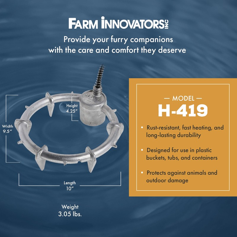 Farm Innovators Submergible Tank De-Icer, 1500W Water Deicer- Ice Chaser