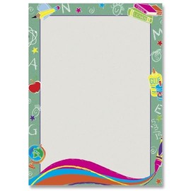 PaperDirect Crayon Dreams Border Paper, 8.5x11 28lb Classroom Stationery with Chalk Art and School Icons, Ideal for Invitations, Crafts, Newsletters, Creative Projects, 25 Sheets