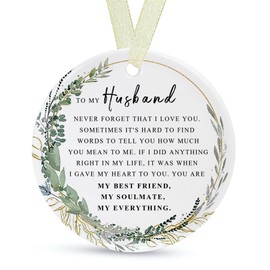 Husband Ornaments 2024 Husband Xmas Ornament Husband Christmas Ornament for Husband Forever Ornament Husband Best Husband Ever Gift Double-Sided Printing Ceramic(2.9"