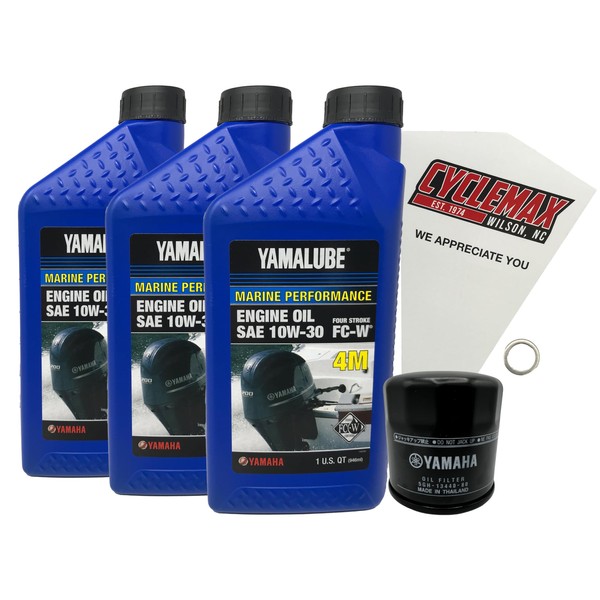 Cyclemax F30-F70 Yamalube 10W30 Marine Oil Change Kit compatible with
