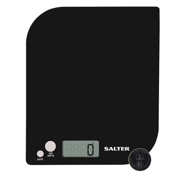 Salter 1177 BKWHDR Leaf Electronic Kitchen Scale - Baking & Cooking Food Scales, Add & Weigh Zero Function, Metric/Imperial, Max. Capacity 5 KG, Measure Liquids in ml/fl.oz, 15 Year Guarantee, Black