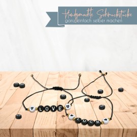 Vintageparts Black Letter Beads - 260 Acrylic Beads with Alphabet for Threading - DIY Jewellery for Kids & Adults - Craft Kit - 7mm