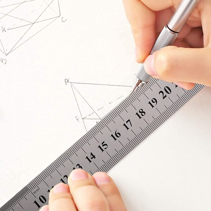 Glamified, Stainless Steel Ruler 15cm+20cm+30cm Office Ruler 3 Pieces Set