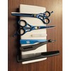 Blue and Black Barber Scissors Set Hair Cutting Scissors, Thinning