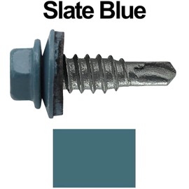 #14 x 7/8" Metal to Metal Type #1 (250) Slate Blue 5/16" Hex Head -Drill Point - Stitch Tek - Metal to Metal Roofing Screws. 9/16" EPDM Washer
