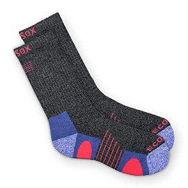 Ecosox Bamboo Viscose Full Cushion Hiking/Outdoor Crew Socks for Men & Women | Keep Your Feet Dry, Odor, & Blister Free (Large - Grey/Purple/Melon - 5 Pack)