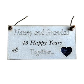 Nanny and Grandad Grandparents Anniversary Gift Plaque Gift 45 Years 45th Sapphire Wedding