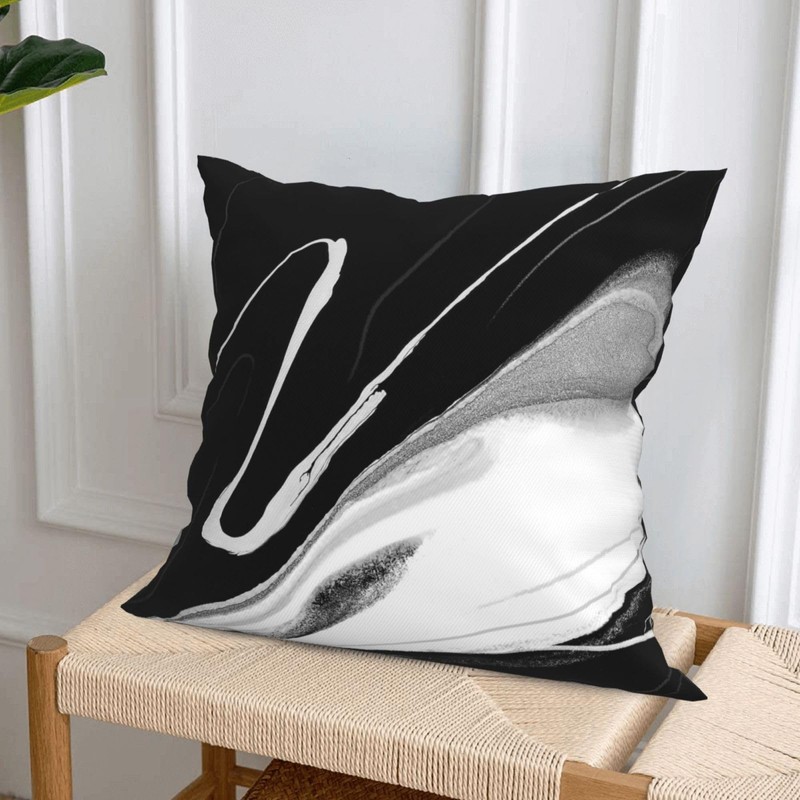 HOSTECCO Marble Cushion Covers 50x50 cm Set of 4 Black