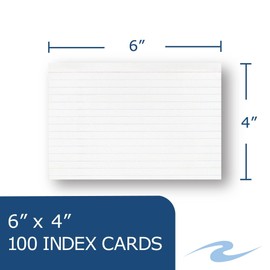 Roaring Spring Recycled Index Cards 4"x6", Case of 36 Packs of 100 Each, Smooth 100# White Recycled Index Paper, Ruled on Front, Blank on Back