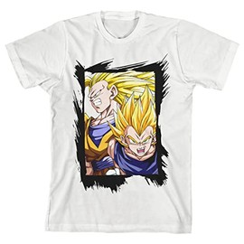 Dragon Ball Z Vegeta & Goku Saiyan Graphic Boy's White T-Shirt-Large