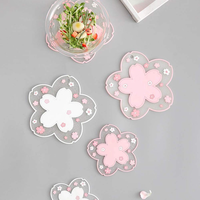 Durable Non-Slip Sakura Coffee Cup PVC Coaster Home Tea Coaster