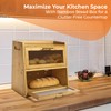 Gennua Kitchen Bamboo Bread Box for Kitchen Countertop, Large Dual-Layer