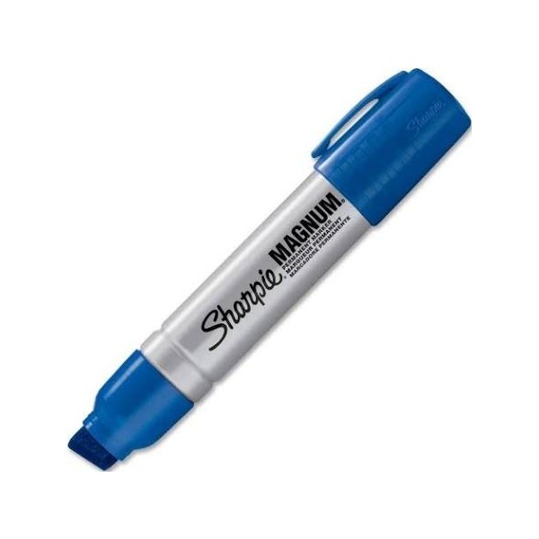 6 Pack Magnum Oversized Permanent Marker, Chisel Tip, Blue by SANFORD (Catalog Category: Paper, Pens & Desk Supplies / Markers / Permanent)