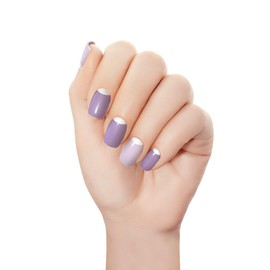 Completely Cured Gel Nail Stickers, 28pcs Gel Nail Strips, Protect from UV Because no Need UV Light lamp (Pastel Violet 28 pcs)