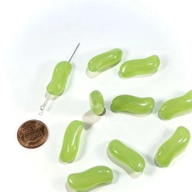 PRECIOSA Czech Fancy S-shaped Glass Beads 27x12mm Light Green 10 pieces CL1024