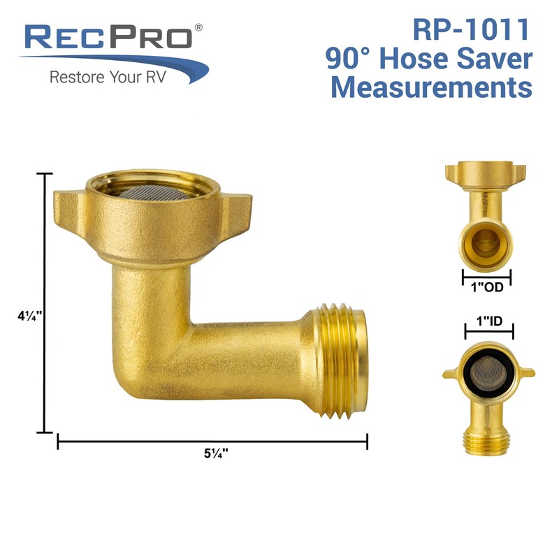 RecPro RV Brass Water Pressure Regulator with 90 Degree Fitting