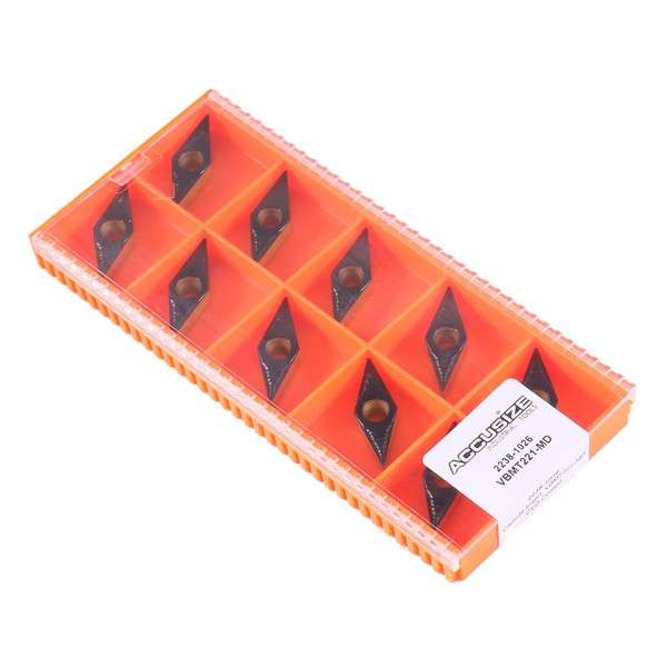 Accusize Industrial Tools Vbmt221 Carbide Inserts, CVD Coated, 10 Pcs/Set,