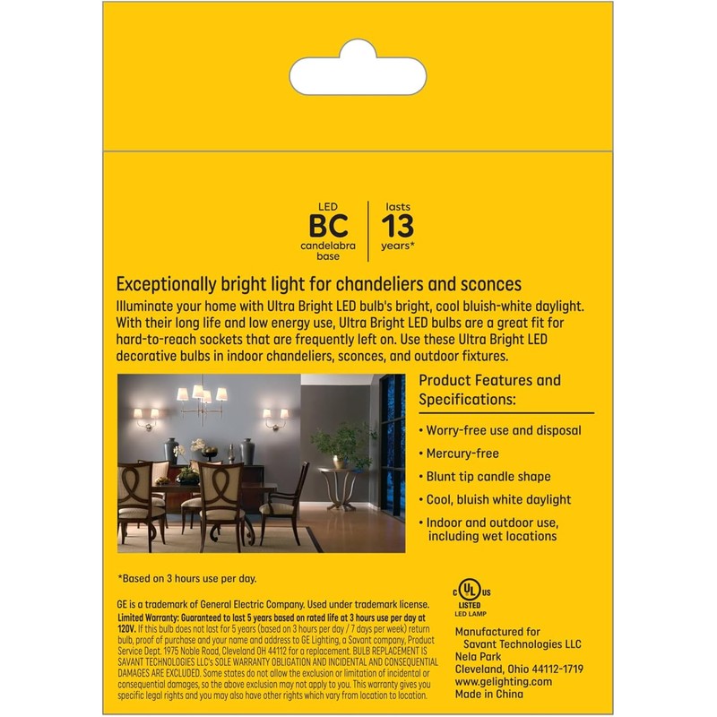 GE Ultra Bright LED Light Bulbs, 100W, Daylight Candle Lights,