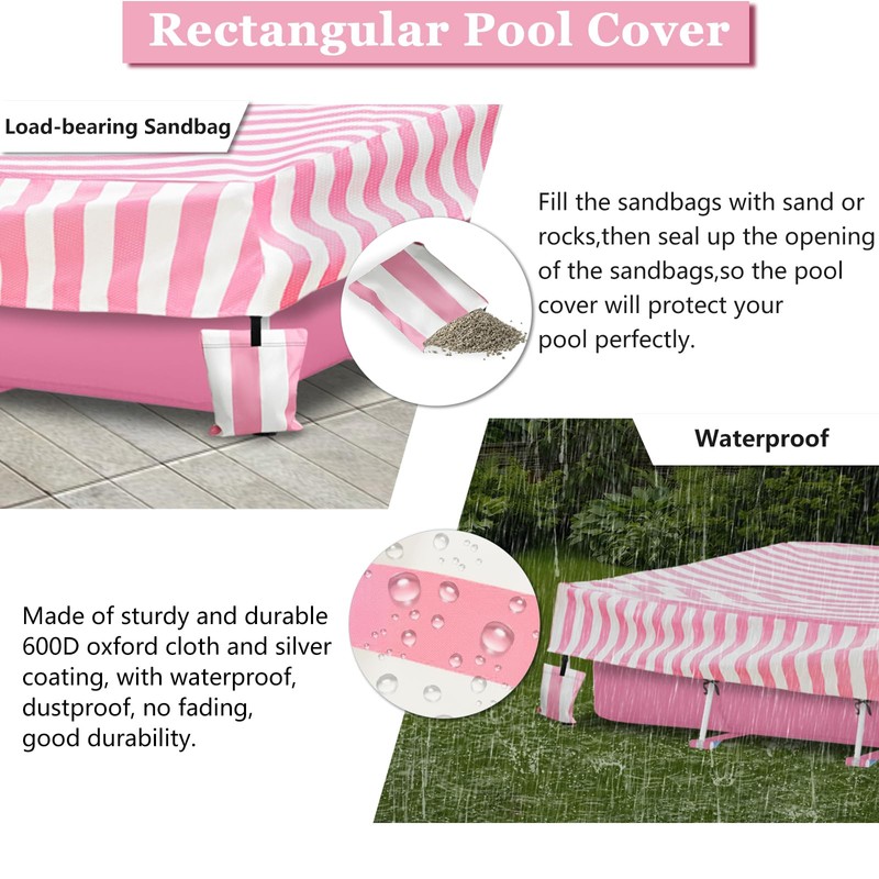 Sobana Rectangular Pool Cover,Waterproof Covers for 7' x 5' x