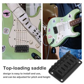 MAXCHEER Puente fijo de cola dura de 78 mm para guitarra eléctrica Fender Strat Tele de 6 cuerdas (negro)