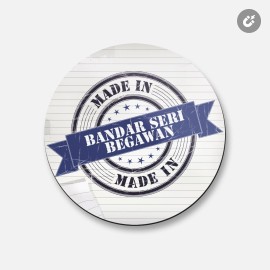 Made In Bandar Seri Begawan Paper Travel | 4'' X 4'' Round Decorative Magnet