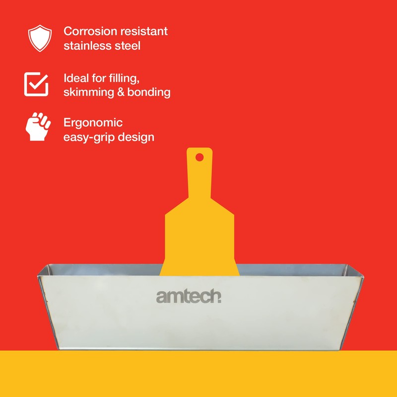 Amtech G0953 30cm decorator's stainless steel mud pan