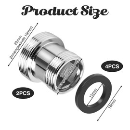 Gardena Double Thread Tap Adapter M18 to M22, Pack of 2, Garden Hose Adapter, Thread Adapter Tap Adapter from 18 to 22, Tap Connection Adapter Male Thread
