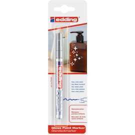 edding 751 gloss paint marker - silver - pack of 1 paint marker - round nib 1-2 mm - paint pen for glass, pebbles, wood, plastic, paper - waterproof, high coverage