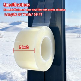 Birllaid Transparent Window Weather Sealing Tape, 2 Inch x 69 FT(23 Yards), Window AC Air Conditioner Sealing Tape, No Residue, Clear