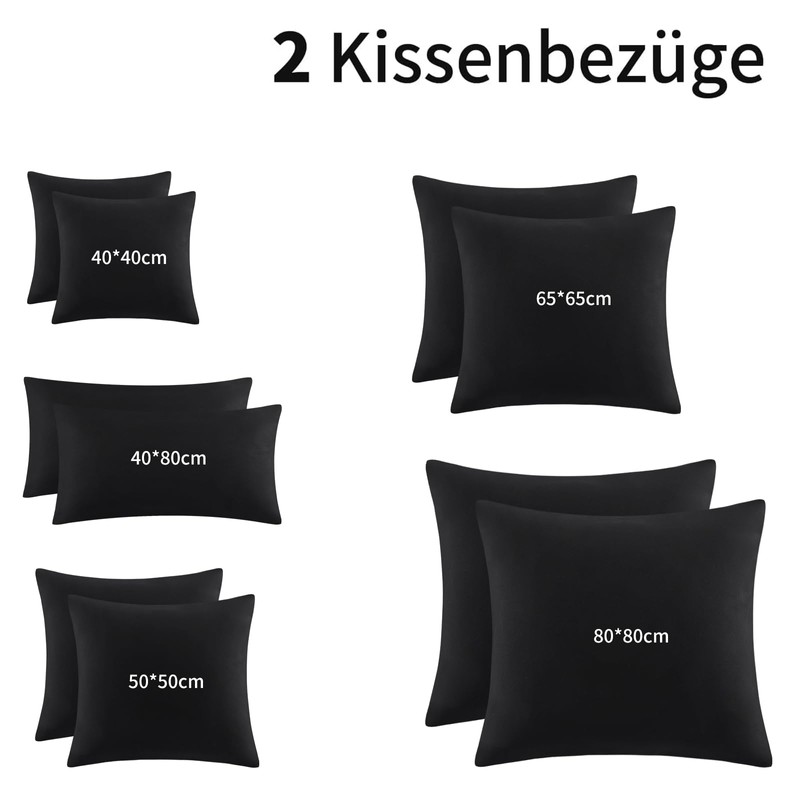 Aisbo Pillowcase, 40 x 80 cm, Set of 2, Black,