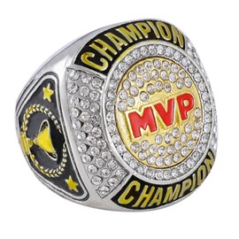 CHXIXUE 12 Pack MVP Ring Most Valuable Player Ring Baseball Soccer Basketball Football Hockey Class High School College University Bowling Champion Ring for Tournament Award Gift (12 Pack rings, 8)