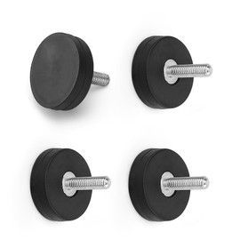 0XBIT Neodymium Magnet Rubberised, Pack of 4 Rubber Magnetic Disc, Diameter 22 mm, Strong Magnet with M4 Male Thread, Magnet with Thread for Attaching Tools, Hanging